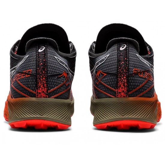 Asics Fujispeed Black/Cherry Tomato Trail Running Shoes Men