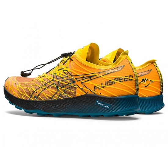 Asics Fujispeed Golden Yellow/Ink Teal Trail Running Shoes Men