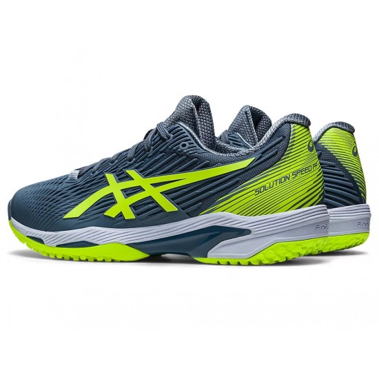 Asics Solution Speed Ff 2 Oc Steel Blue/Hazard Green Tennis Shoes Men