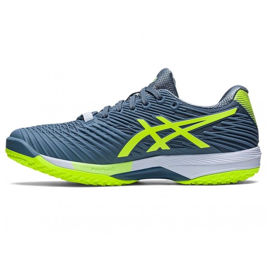 Asics Solution Speed Ff 2 Oc Steel Blue/Hazard Green Tennis Shoes Men