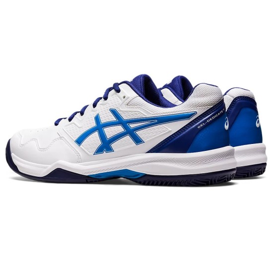 Asics Gel-Dedicate 7 Clay White/Electric Blue Tennis Shoes Men