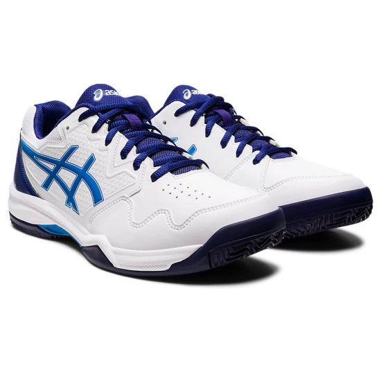 Asics Gel-Dedicate 7 Clay White/Electric Blue Tennis Shoes Men