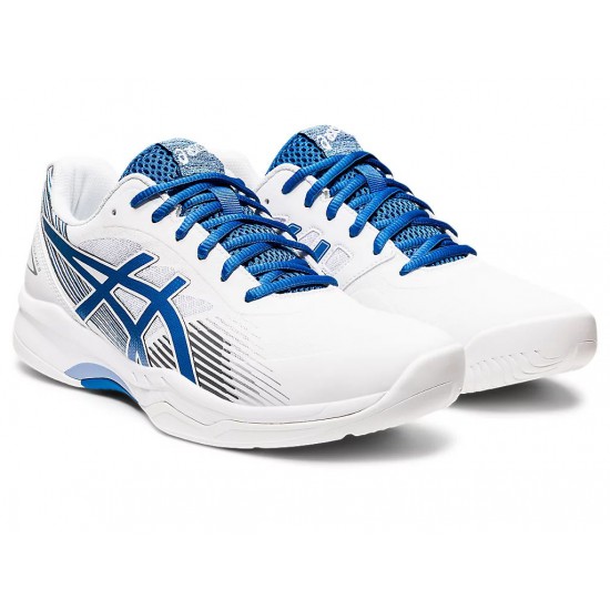 Asics Gel-Game 8 White/Lake Drive Tennis Shoes Men