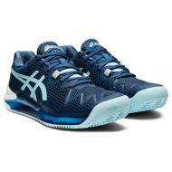 Asics Gel-Resolution 8 Clay Light Indigo/Clear Blue Tennis Shoes Women