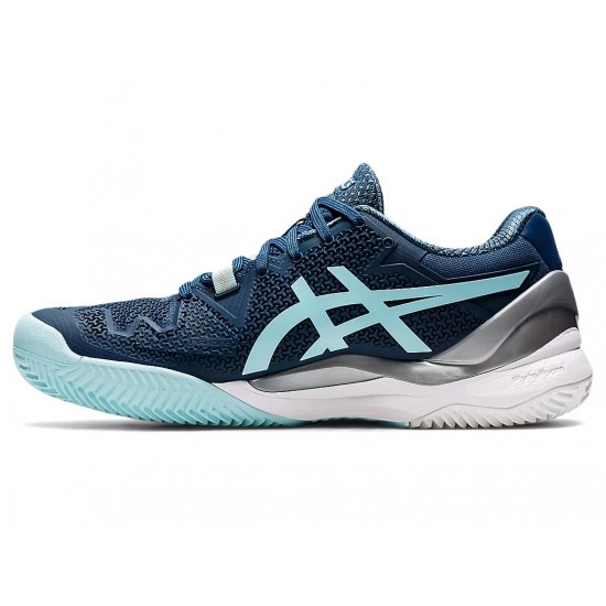 Asics Gel-Resolution 8 Clay Light Indigo/Clear Blue Tennis Shoes Women